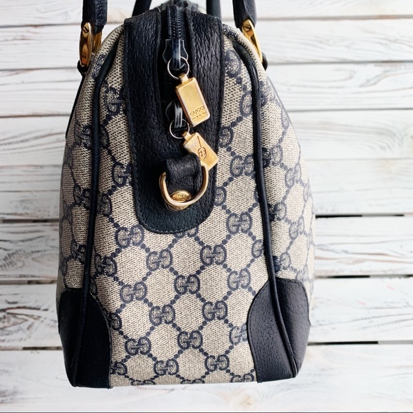 VINTAGE GUCCI NAVY GG BOSTON DOCTOR TOTE BAG - Picture 5 of 14